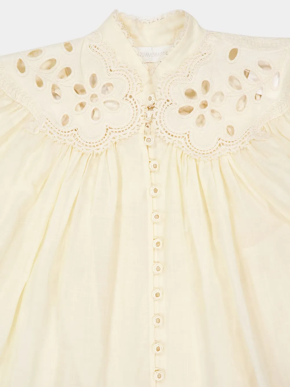 Cream Coco Embroidered Ramie Blouse