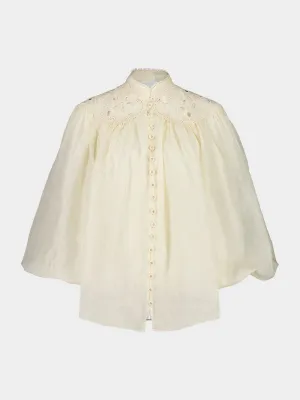 Cream Coco Embroidered Ramie Blouse