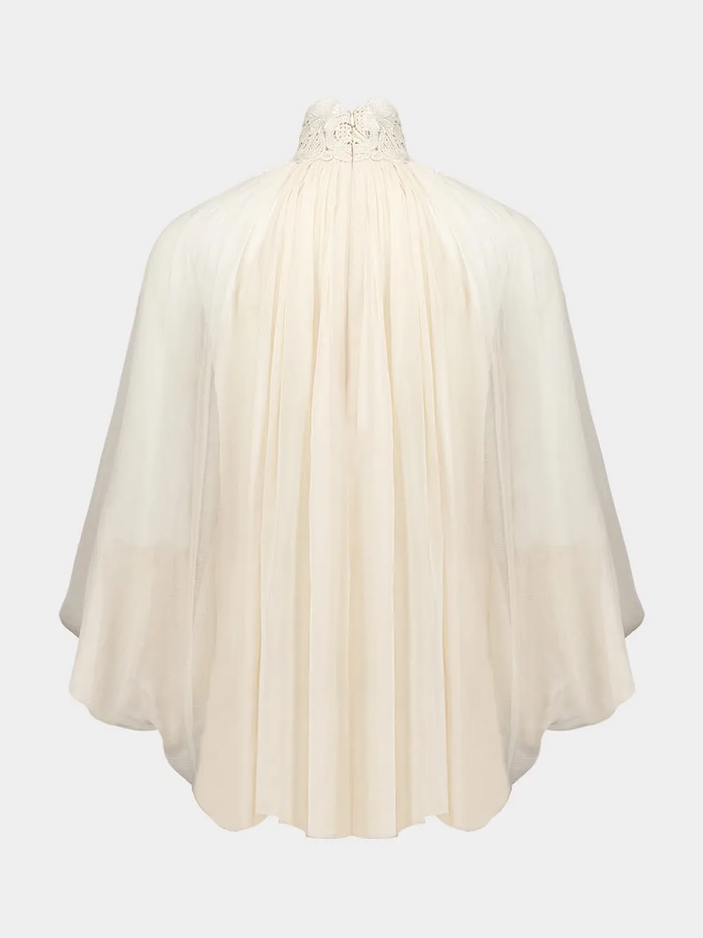 Cream Illustration Lace Edge Blouse