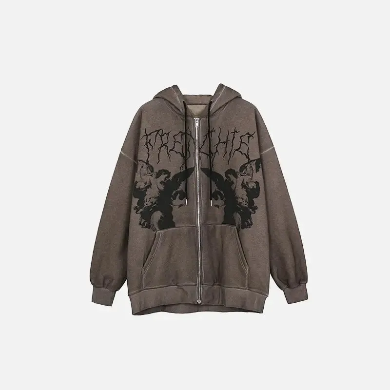 Dark Angels Y2K Loose Fit Hoodie for Stylish Streetwear Comfort