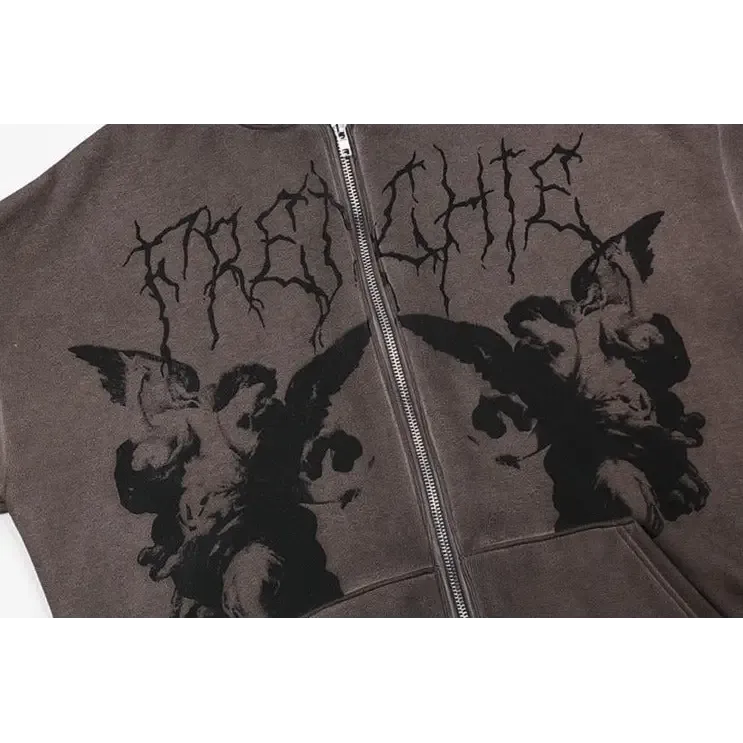 Dark Angels Y2K Loose Fit Hoodie for Stylish Streetwear Comfort