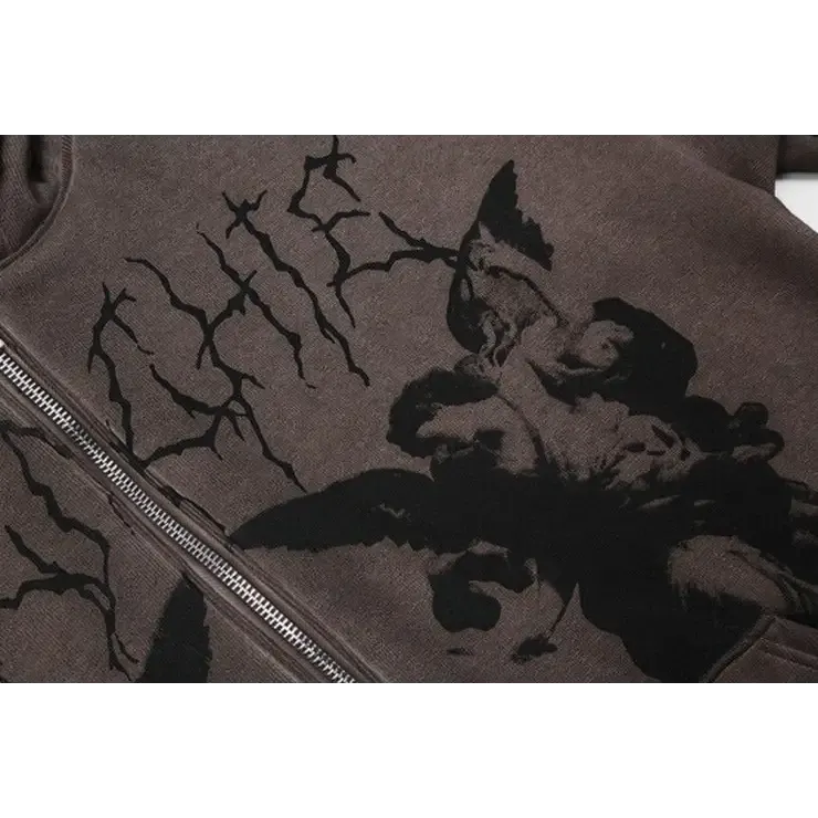Dark Angels Y2K Loose Fit Hoodie for Stylish Streetwear Comfort