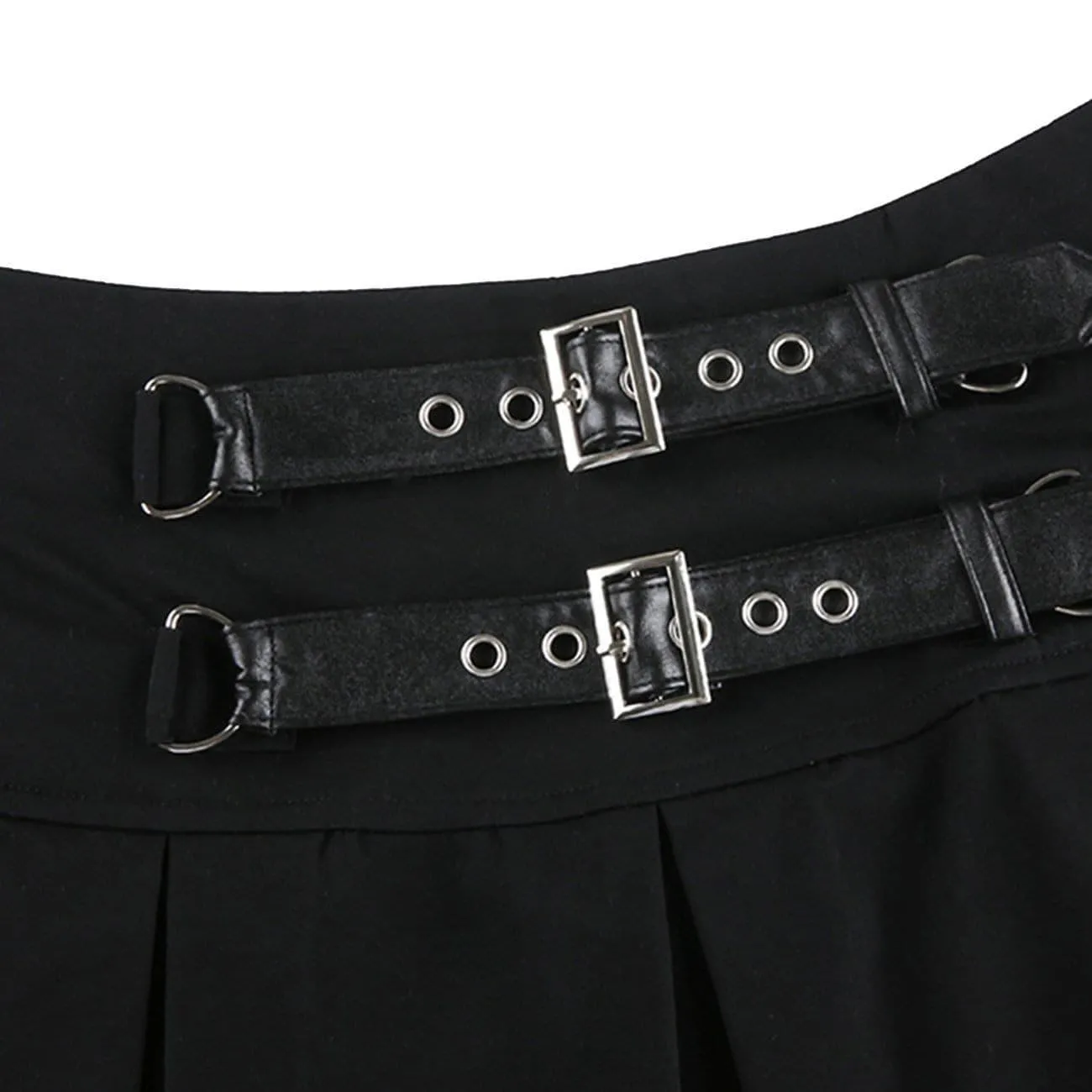 Dark Babes High-waisted Leather Pleated Skirt