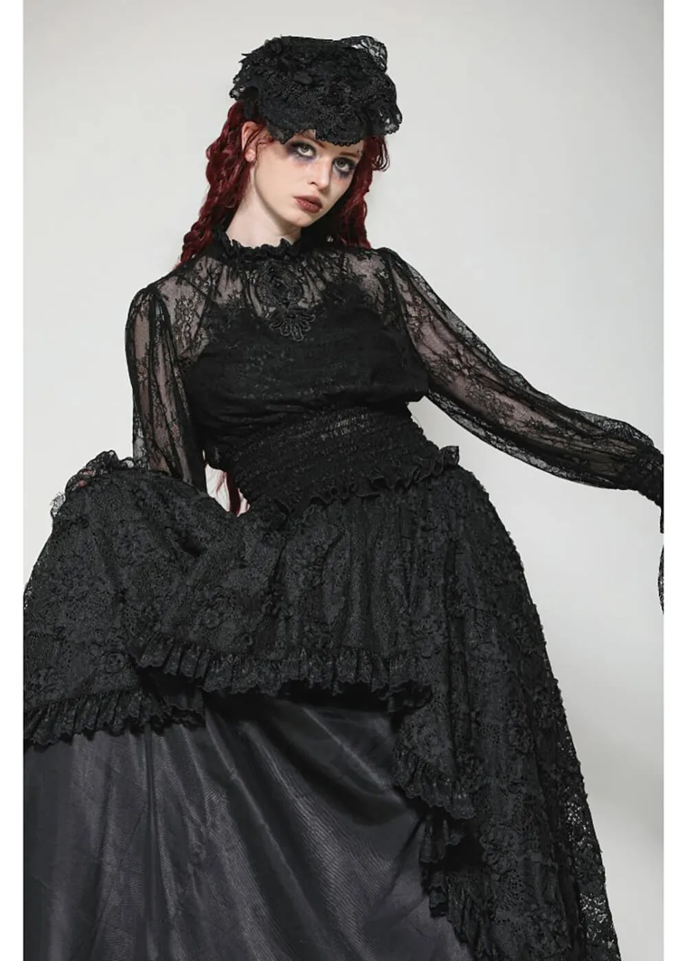 Dark In Love Victorian Lace Top Zwart