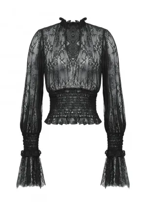 Dark In Love Victorian Lace Top Zwart