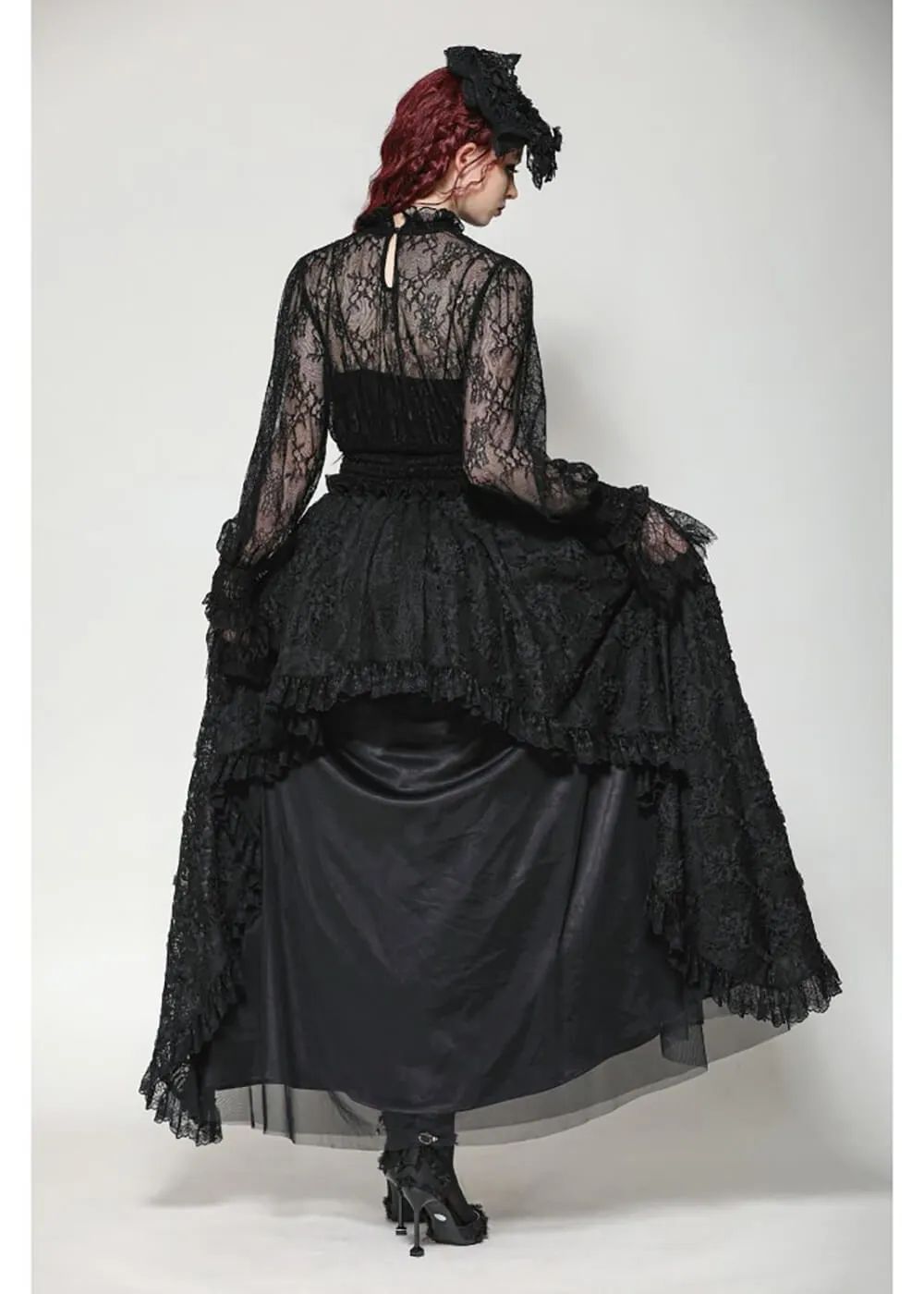 Dark In Love Victorian Lace Top Zwart