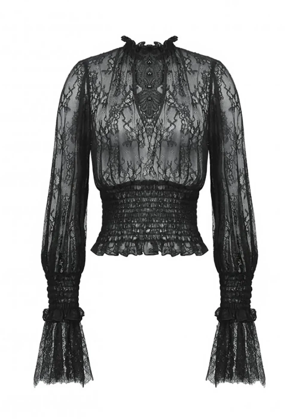 Dark In Love Victorian Lace Top Zwart