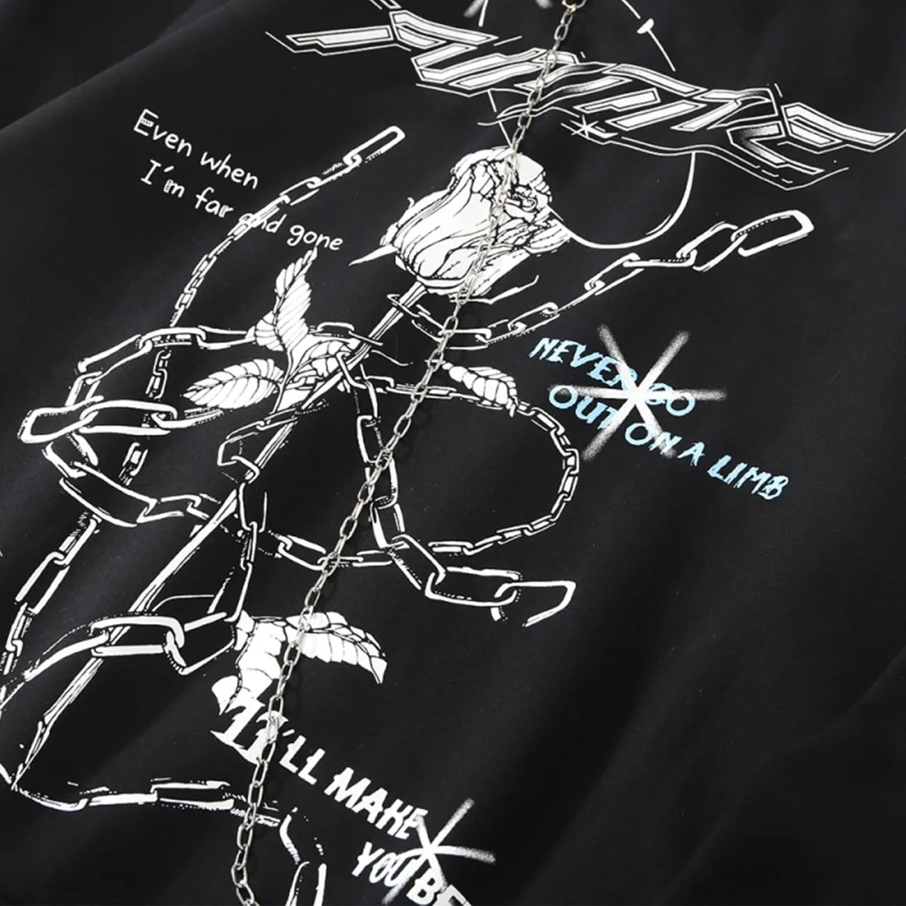 Dark Rose Chain Print Oversized Hoodie
