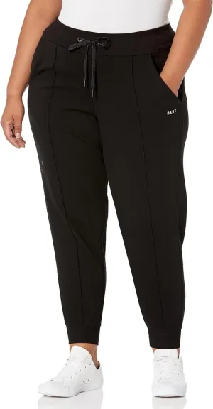 DKNY Women's Plus Embroidered Logo Pintuck Jogger Pants DPPP2513