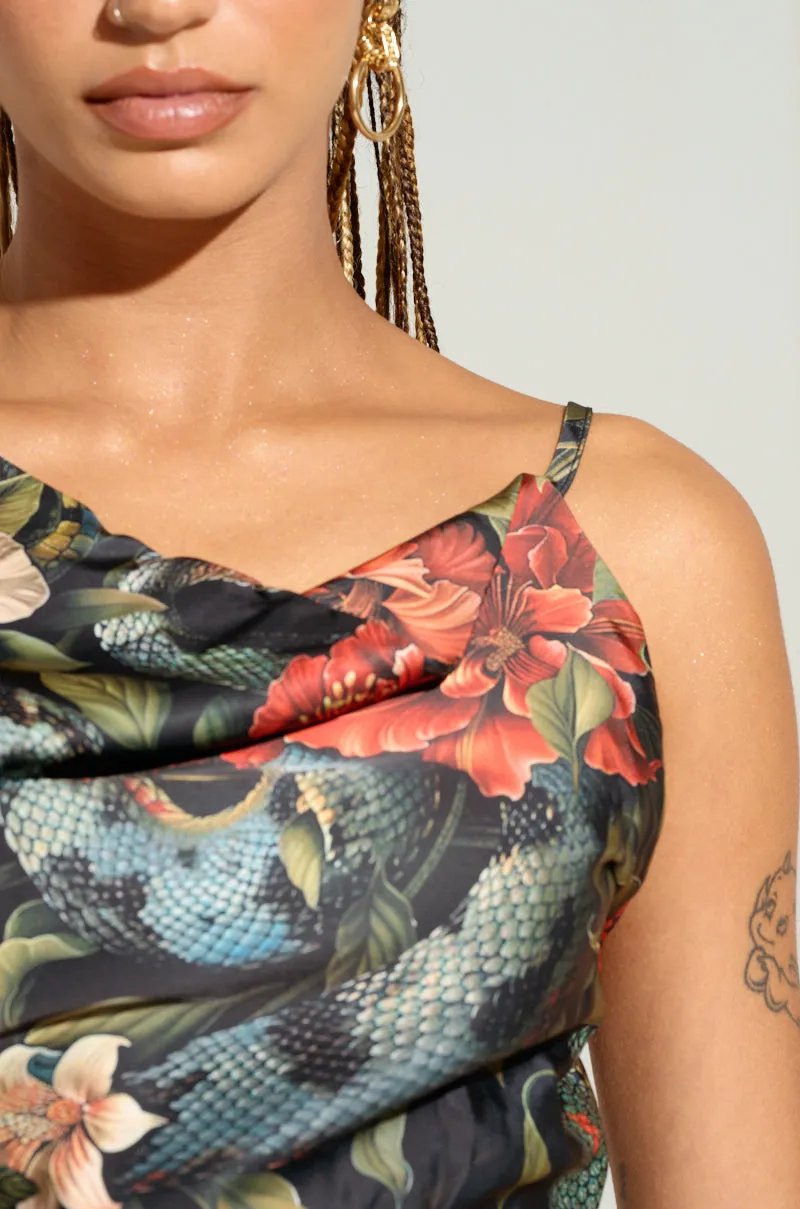 DON'T GET IT TWISTED PRINTED SATIN BLOUSE