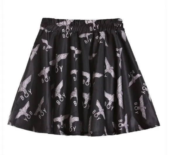East Knitting women high waist pleated skirts fashion Black candy color skirt