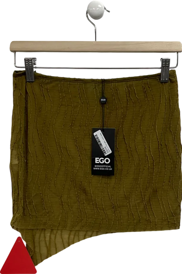 Ego Green Textured Asymmetric Mini Skirt UK 10