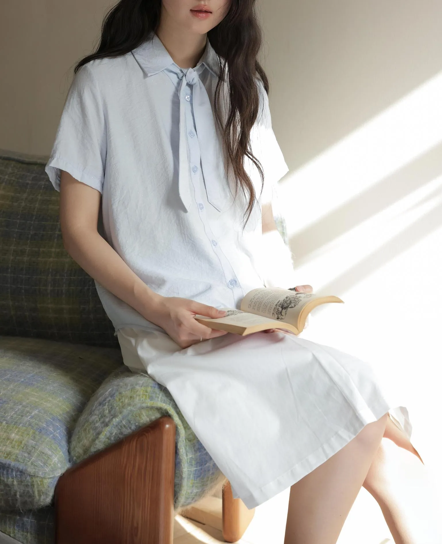 Elegant French Style Solid Blouse with Spread Neckline