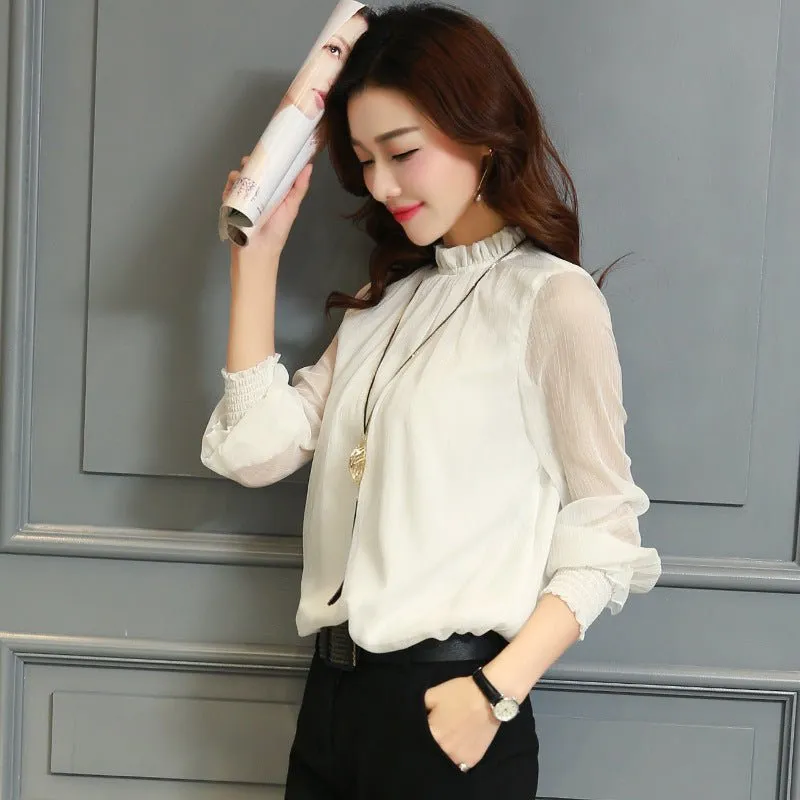 Elegant O Neck Plus Size Chiffon  Blouses