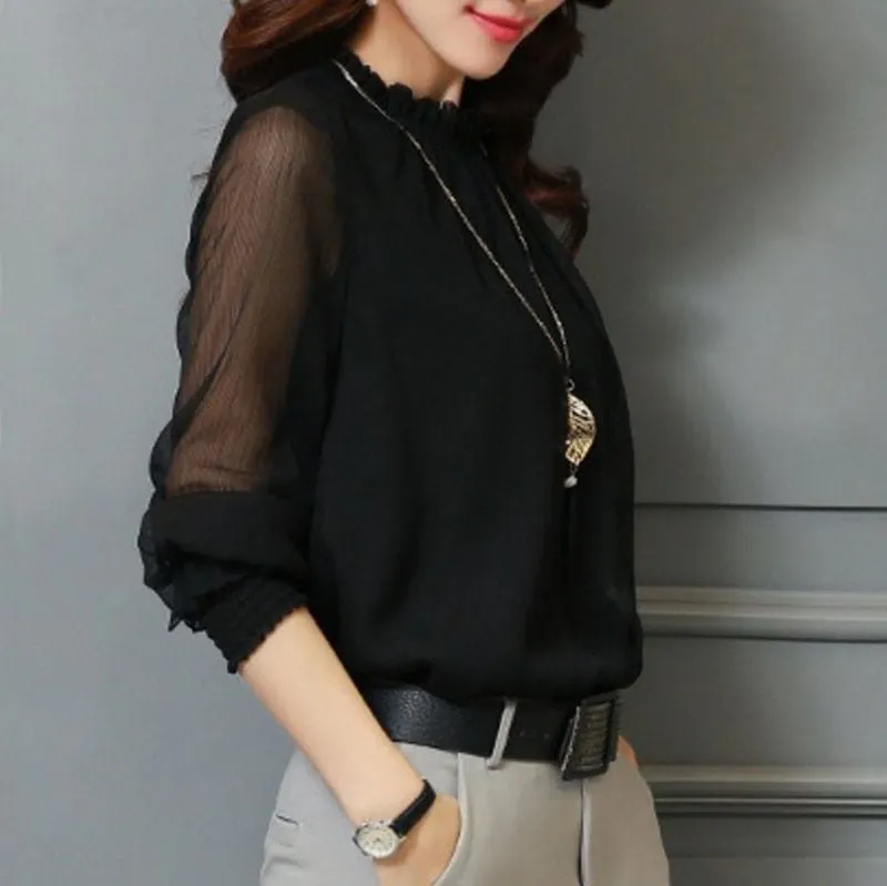 Elegant O Neck Plus Size Chiffon  Blouses
