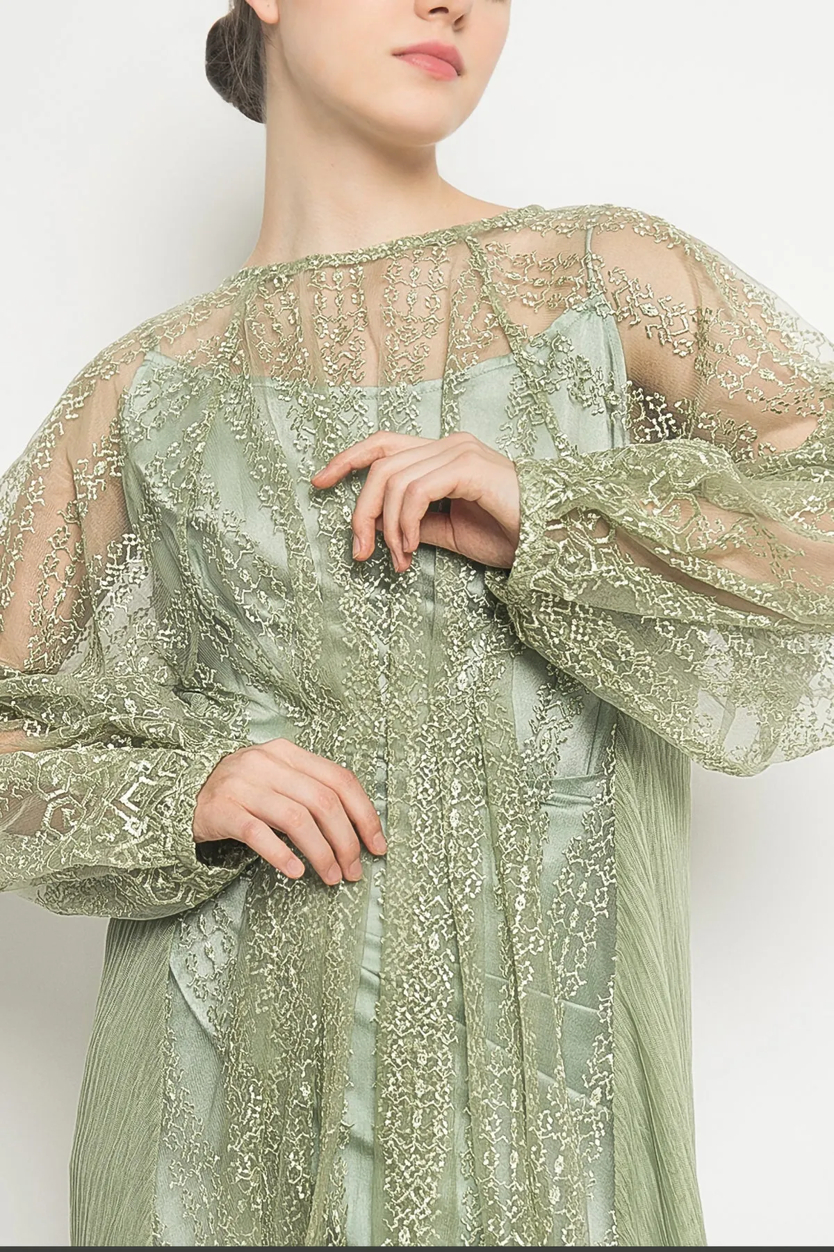 Elly Pleated Back top in Sage