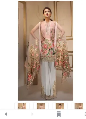Embroidered Lawn dress and Net Dupatta by honey waqar -L 1544