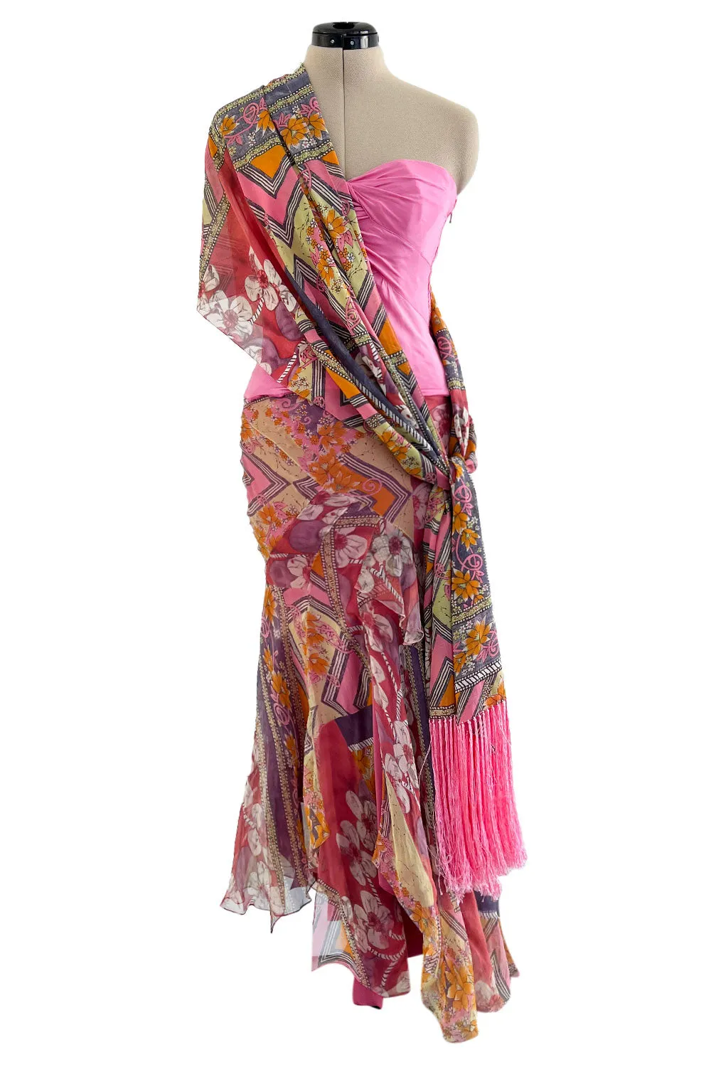 Fabulous Spring 2004 Christian Dior by John Galliano Three Piece Pink Silk Chiffon Set