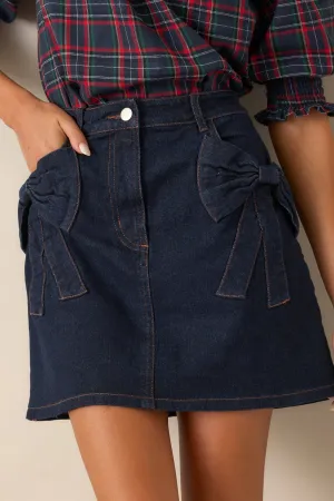 Feel The Rush Dark Wash Denim Mini Skirt