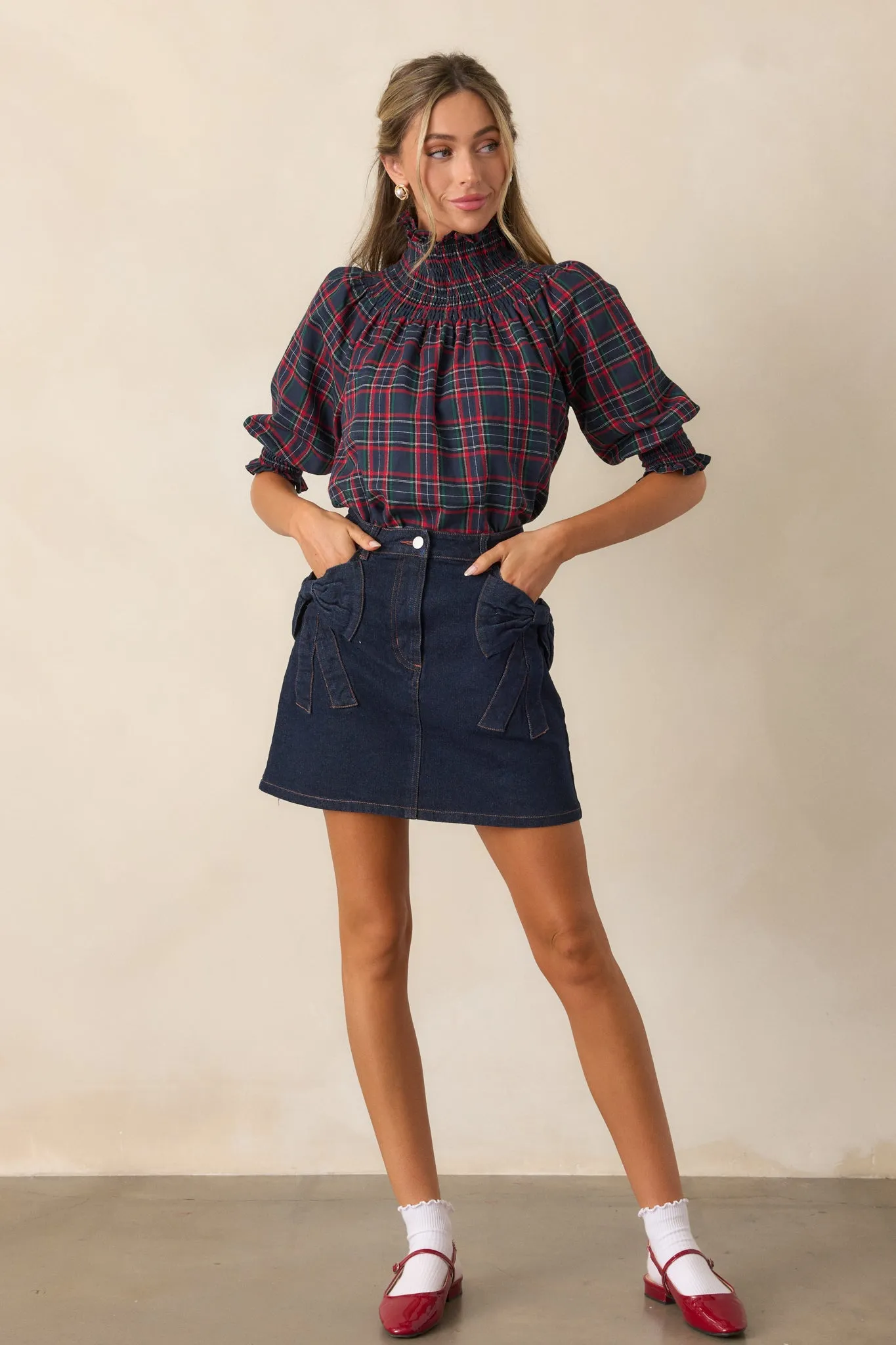 Feel The Rush Dark Wash Denim Mini Skirt