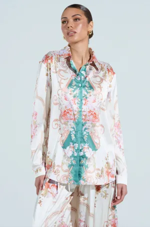FLORAL GARDEN OVERSIZED SATIN BLOUSE