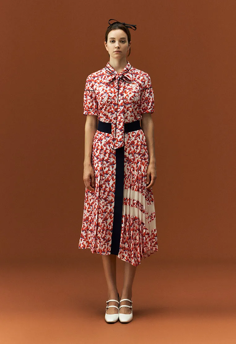Floral Pattern Pleated Skirt