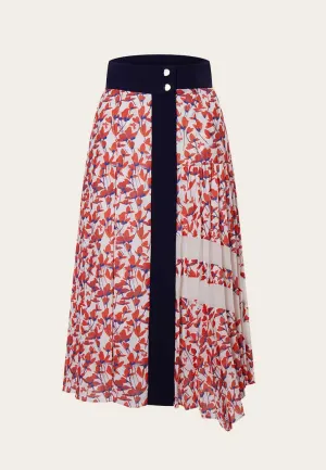 Floral Pattern Pleated Skirt