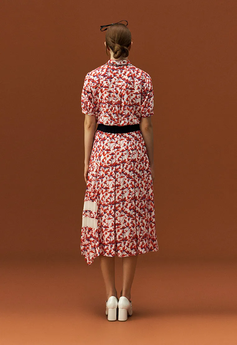 Floral Pattern Pleated Skirt