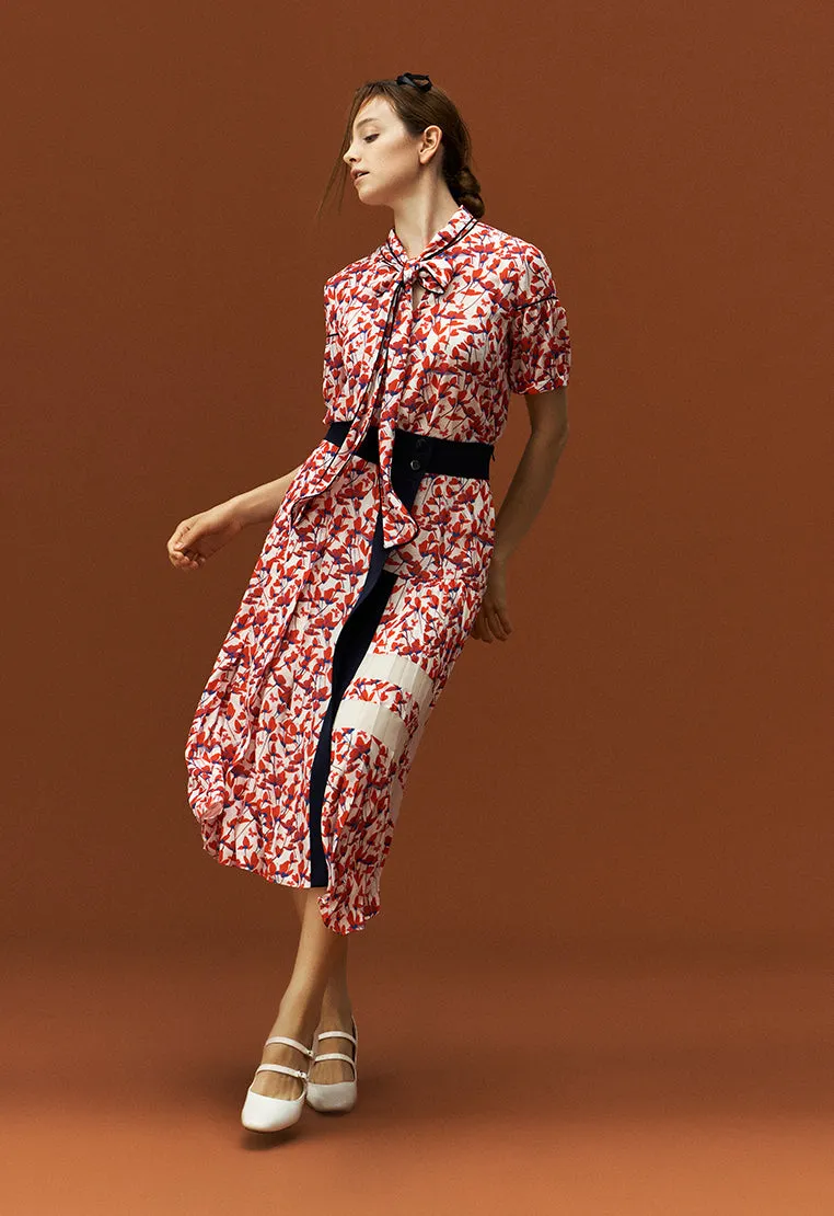 Floral Pattern Pleated Skirt
