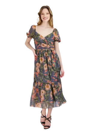 Floral Sweetheart Neck Dress