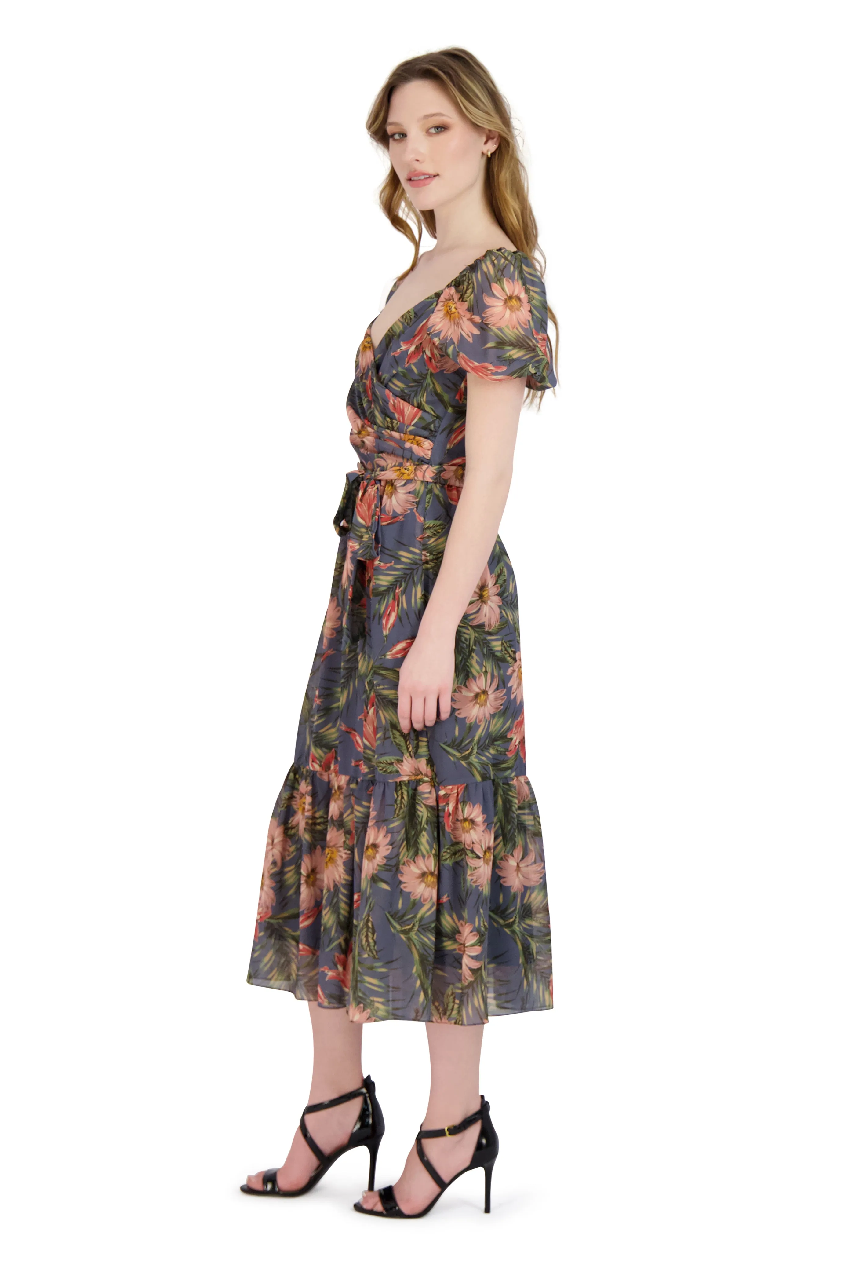 Floral Sweetheart Neck Dress