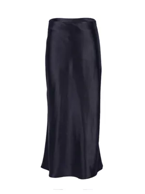 Flowing black satin skirt