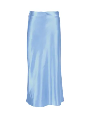 Flowing blue satin skirt