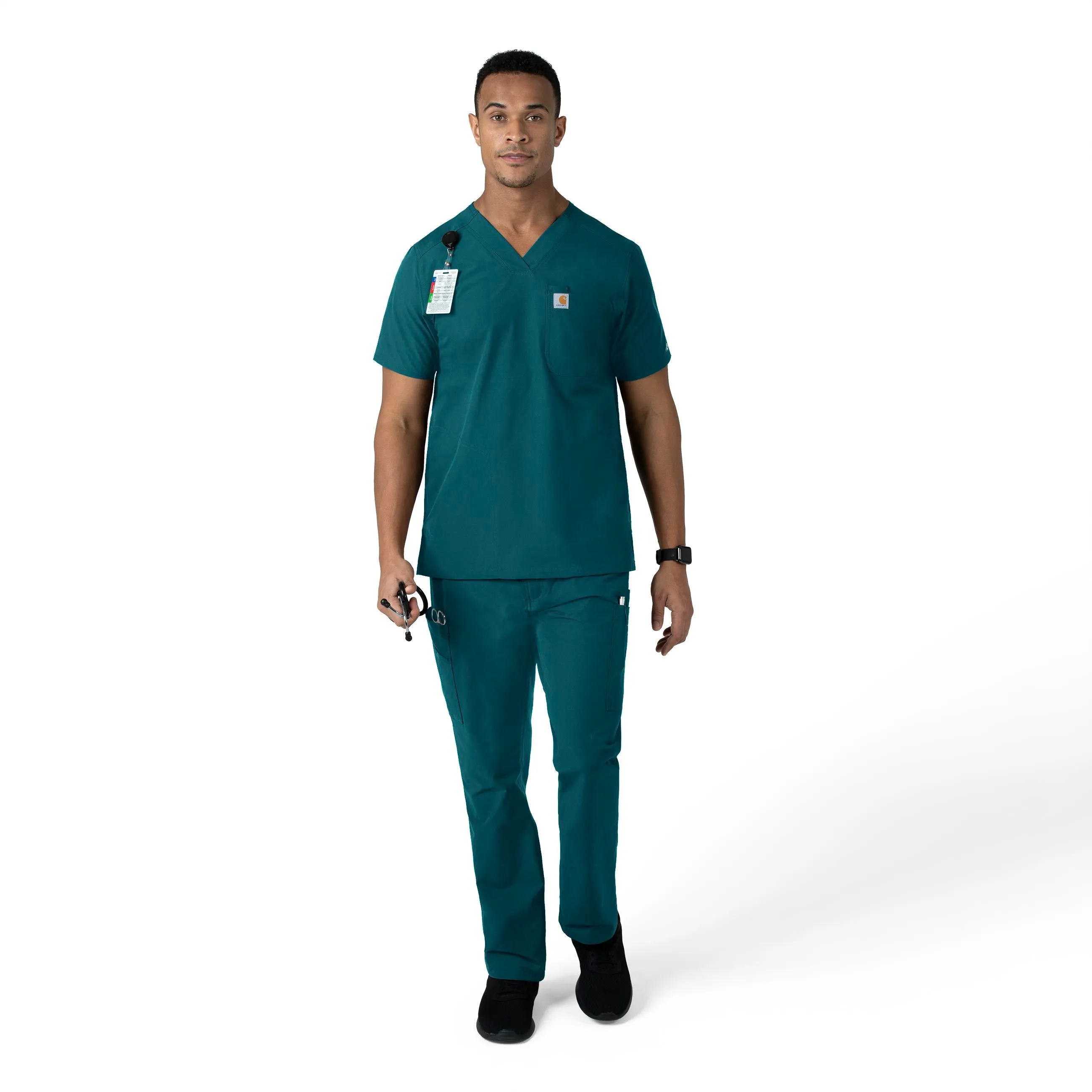 Force Essentials C56113 Men's Straight Leg Cargo Scrub Pants Caribbean Blue