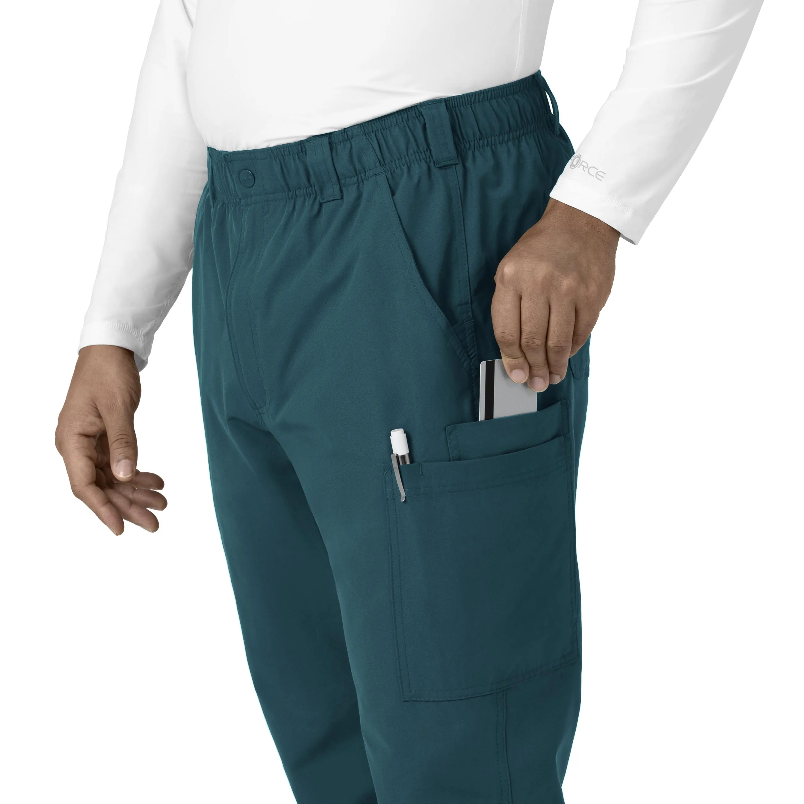 Force Essentials C56113 Men's Straight Leg Cargo Scrub Pants Caribbean Blue