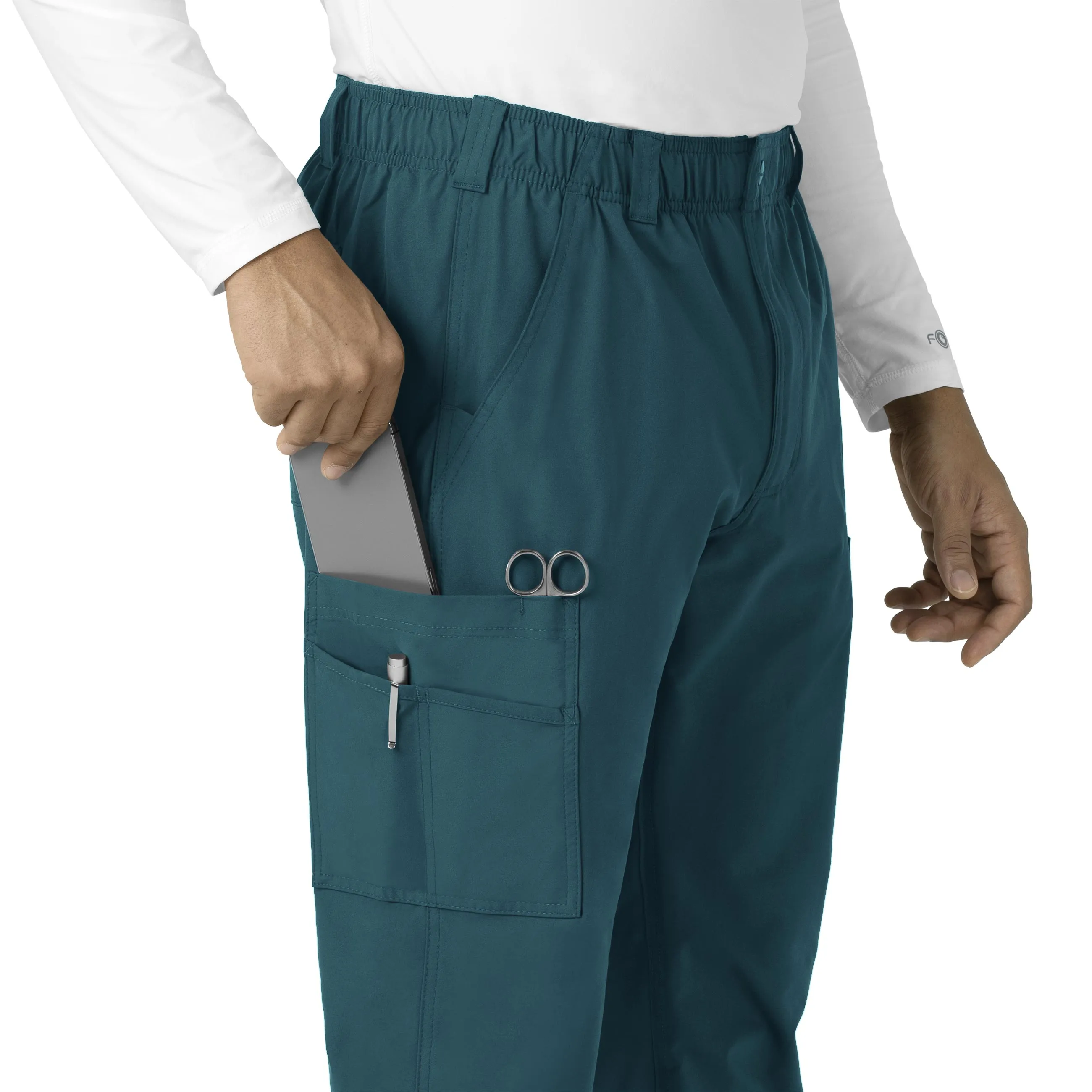 Force Essentials C56113 Men's Straight Leg Cargo Scrub Pants Caribbean Blue