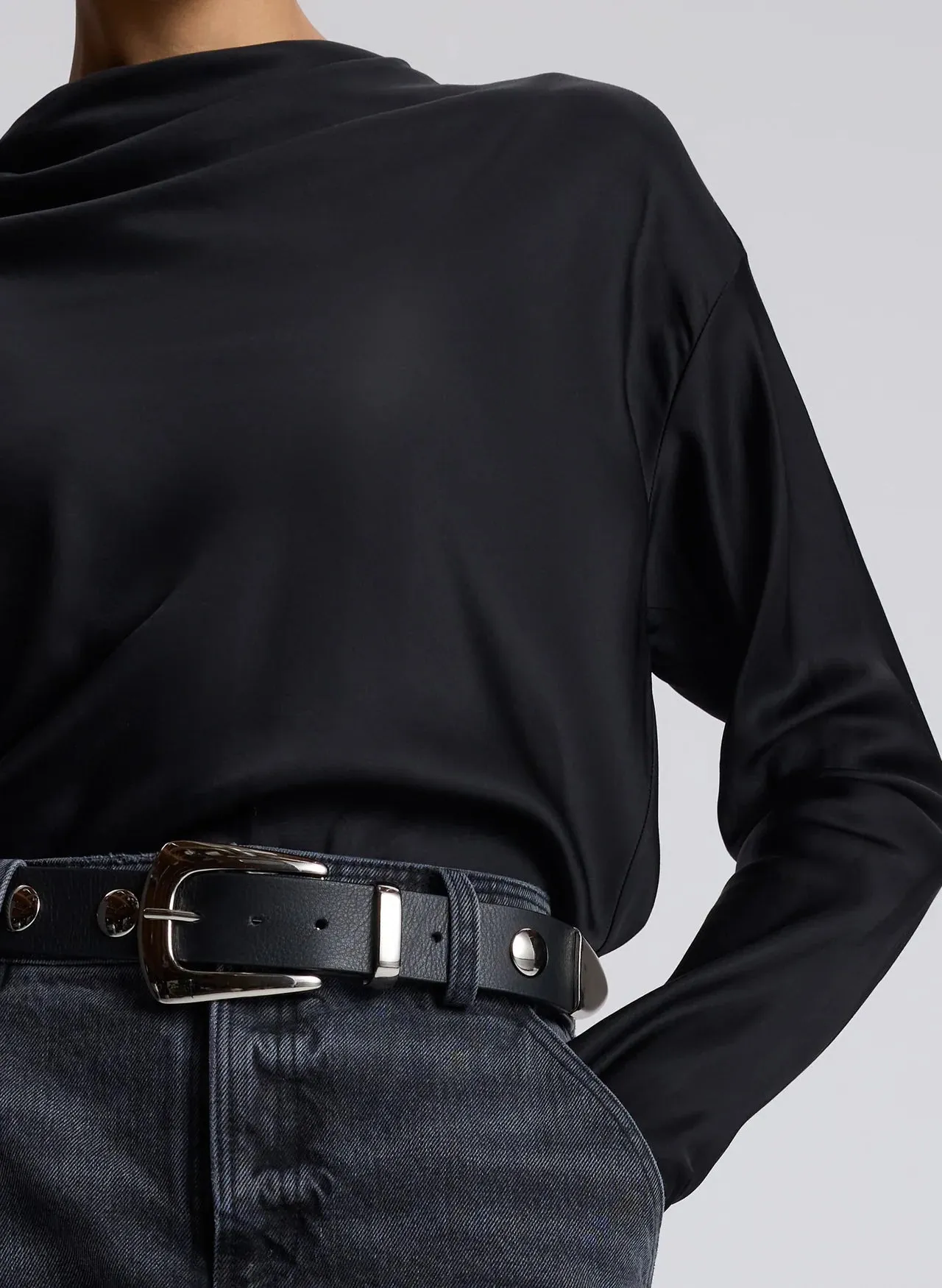 Georgia Satin Top - Black