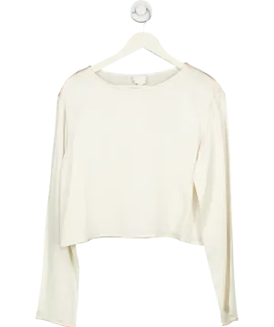 Ghost Studio Cream Long Sleeve Satin Top UK XS