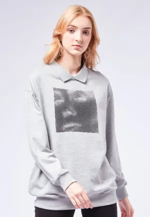 Graphic Sweatshirt with Polo Collar