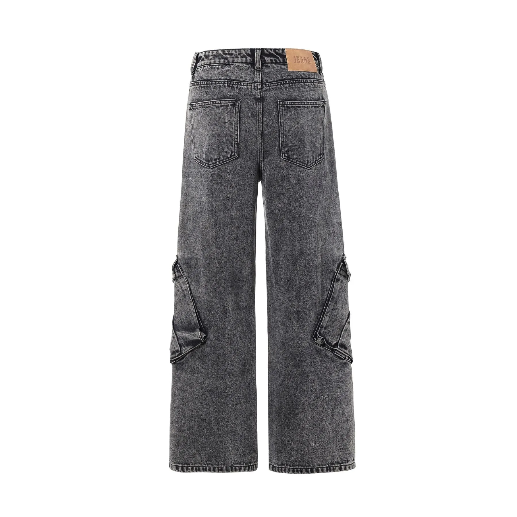 Gray Denim Wrinkles Cargo Pants