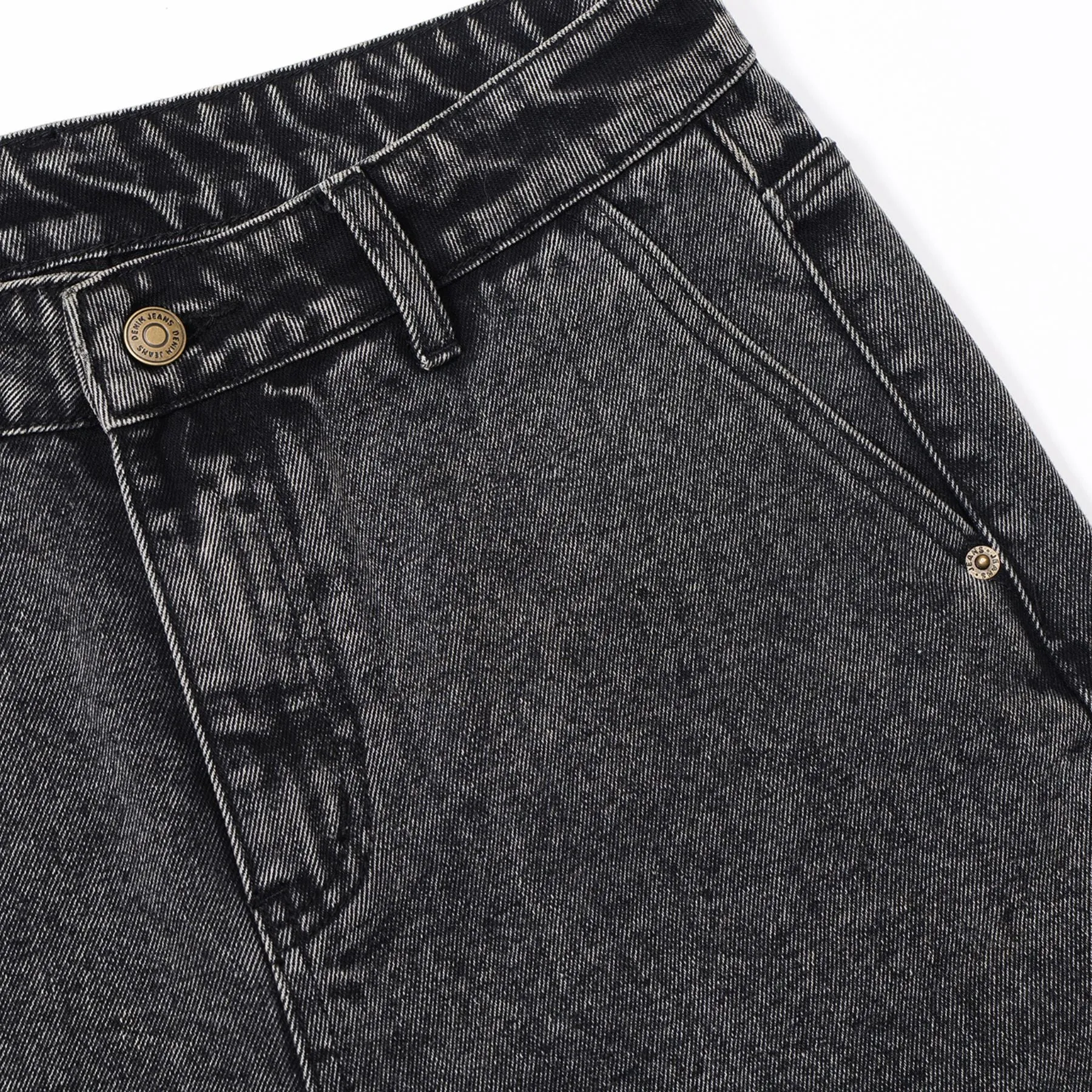 Gray Denim Wrinkles Cargo Pants