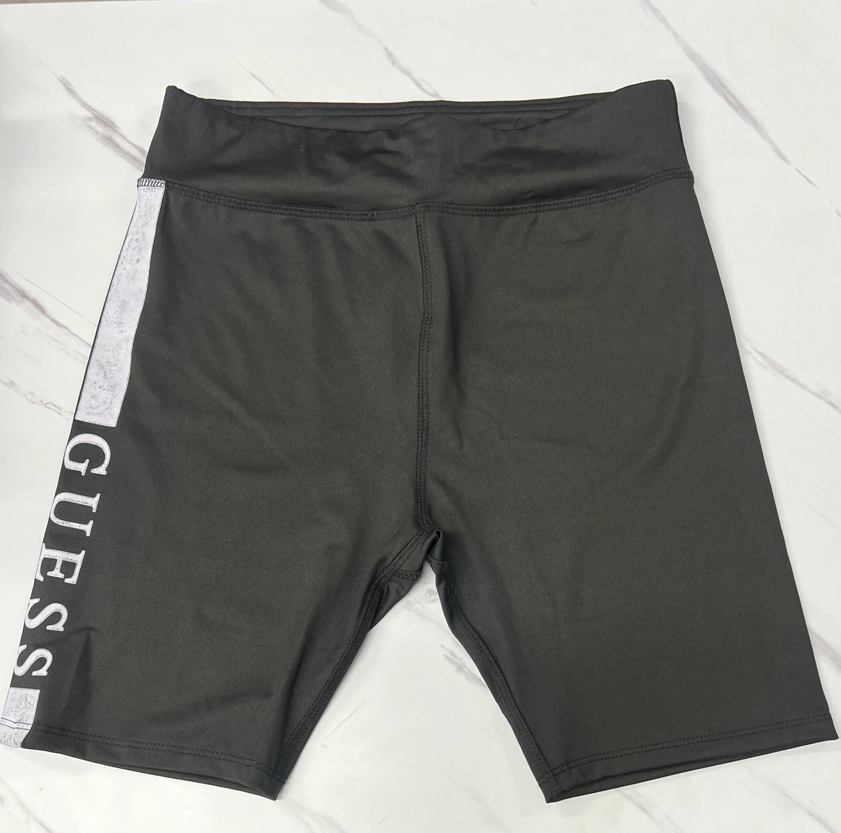GUESS Women’s Logo Side Stripe High-Waist Biker Shorts