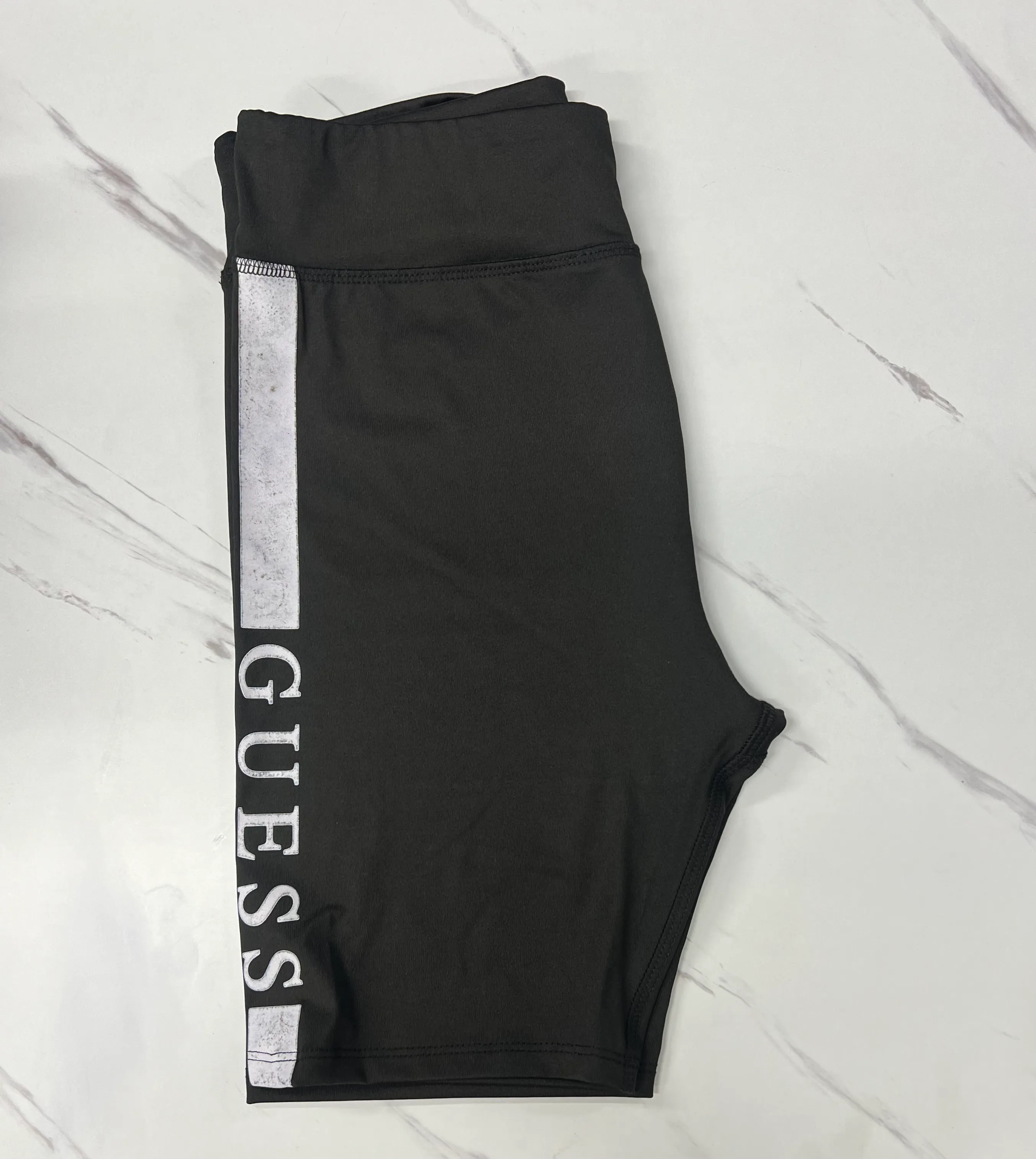 GUESS Women’s Logo Side Stripe High-Waist Biker Shorts