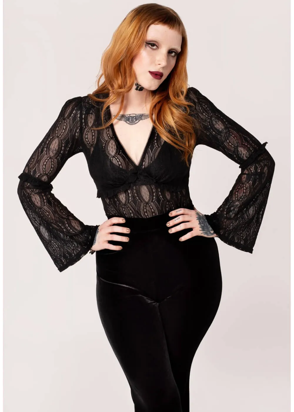 Hell Bunny Rhea Lace Top Zwart