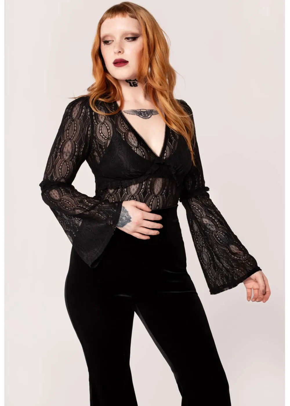 Hell Bunny Rhea Lace Top Zwart