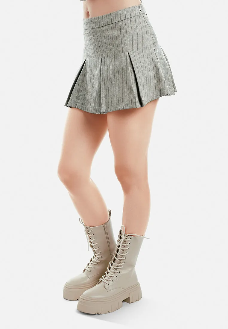 Herringbone Mini Pleated Skirt By RUW
