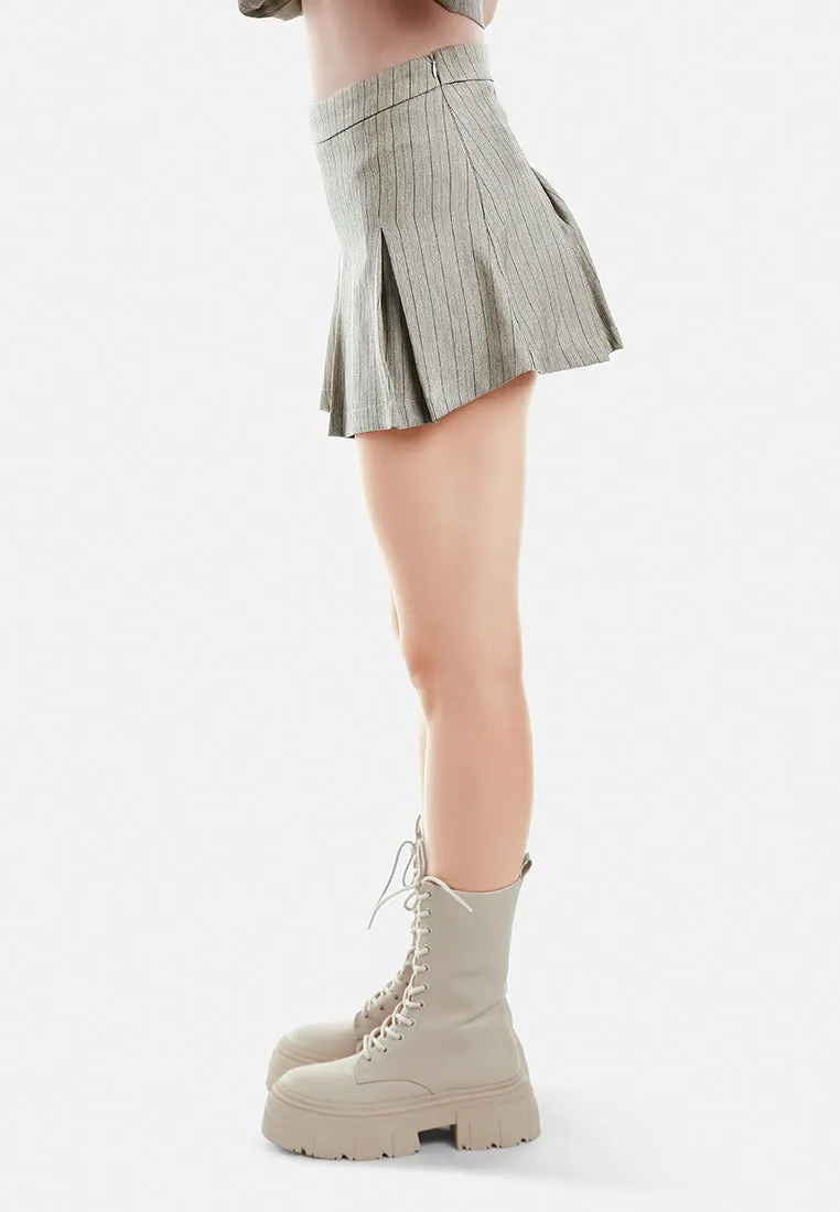 Herringbone Mini Pleated Skirt By RUW