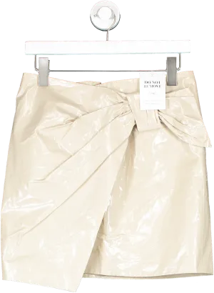 Isabel Marant Cream Leather Look Mini Skirt With Knot Detail UK M