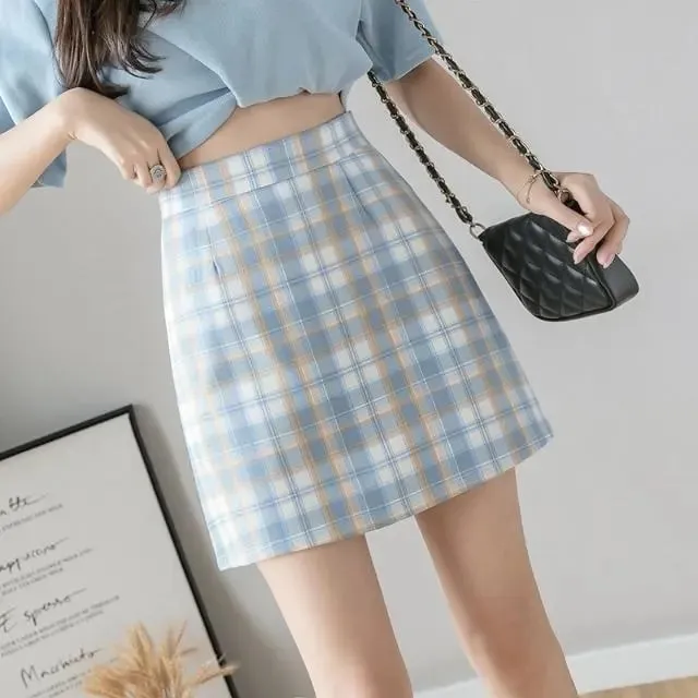 Jk Plaid High Waist Mini Skirt