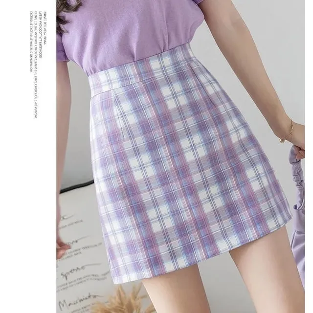Jk Plaid High Waist Mini Skirt